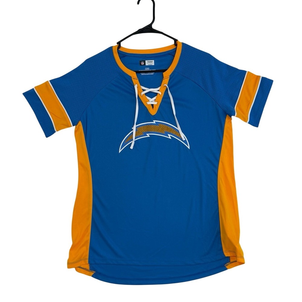 Los Angeles Chargers NFL Team Apparel Lace-Up Jersey Top Women's Large